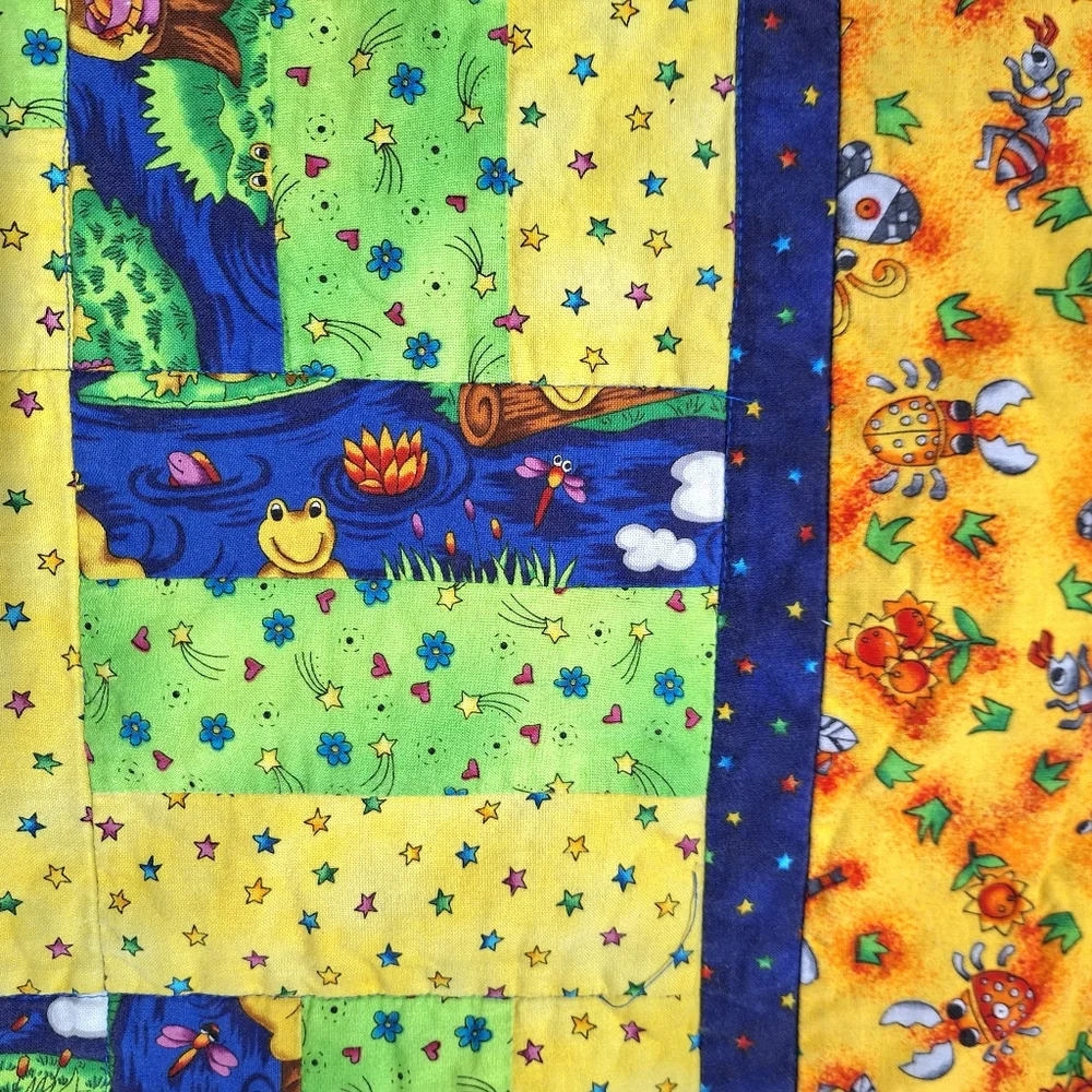 Handmade Colorful Patchwork Quilt, 34 X 44 Inches